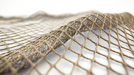 Fishing net texture, close-up view, white background, for website design