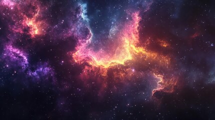 Wall Mural - A colorful nebula in space with stars
