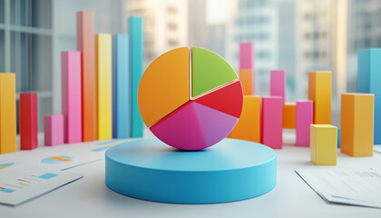 Poster - Colorful Data Visualization Charts and Graphs Representing Business Statistics and Financial Performance
