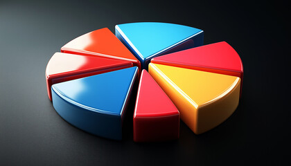 Fototapete - A Colorful 3D Pie Chart Representing Data Segments and Market Shares