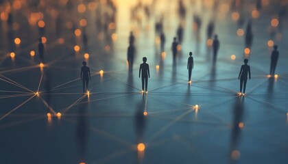Poster - Group of people connected through a digital communication network, social media icons, human resources concept, AIgenerated design, modern technology interaction
