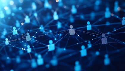 Poster - Human resources concept, group of people interconnected through social media, AIgenerated network, communication flow, digital connections, modern workforce interaction