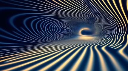 Poster - abstract wavy lines in dark blue and yellow background for design