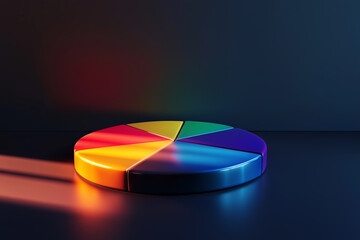 Fototapete - Vibrant Colorful Pie Chart Data Visualization on Dark Background