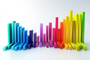 Fototapete - Colorful 3D Bar Graph Showing Data Visualization and Rainbow Spectrum