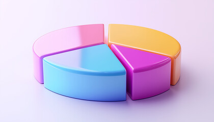 Poster - Pastel Colored 3D Pie Chart Data Visualization Graphic Representation