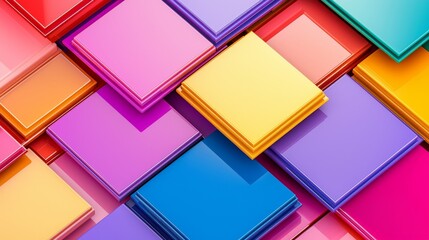 Poster - Colorful layered squares abstract design digital art vibrant environment aerial view contemporary concept for visual appeal