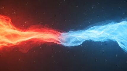 Poster - abstract colorful smoke flowing in red and blue against dark background