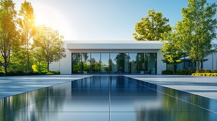Fototapete - A modern commercial office building design showcasing architectural excellence and innovation.