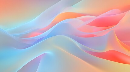 Poster - Soft Abstract Waves in Pastel Colors with Smooth Gradients