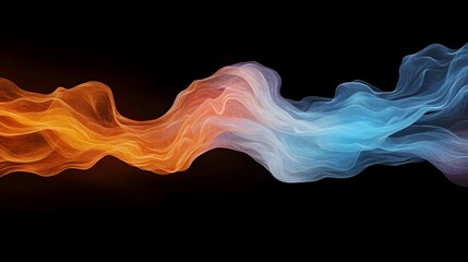 Poster - Abstract Flow of Orange and Blue Smoke on Black Background