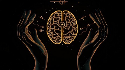 Poster - holographic AI brain with an ethics emblem, representing the safeguarding of artificial intelligence