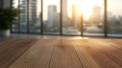 Poster - A sleek wooden table featuring a smooth polished surface, ideal for modern interior design and decor concepts.