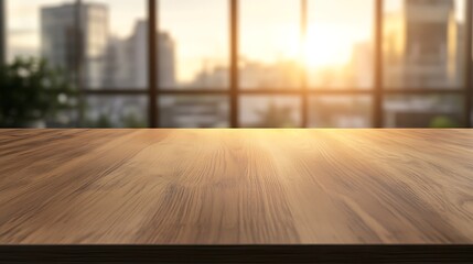 Aufkleber - A sleek wooden table featuring a smooth polished surface, ideal for modern interiors and design aesthetics.
