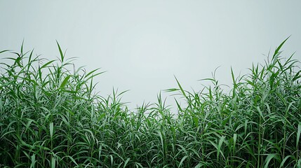 Wall Mural - Lush green grass under overcast sky. Nature background