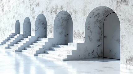 Poster - A series of minimalist arched doorways in a row creating a harmonious architectural pattern