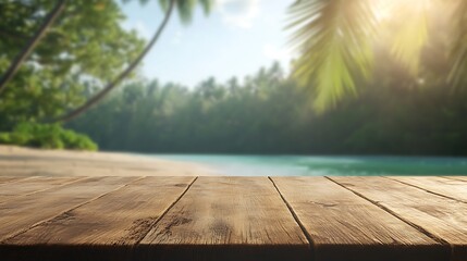 Poster - Rustic wooden table featuring prominent grain details, ideal for interior design and decor use.