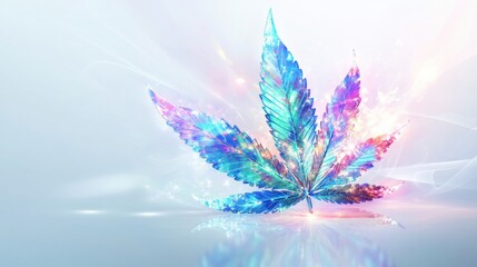 Wall Mural - Colorful Leaf Design with Iridescent Texture and Abstract Background