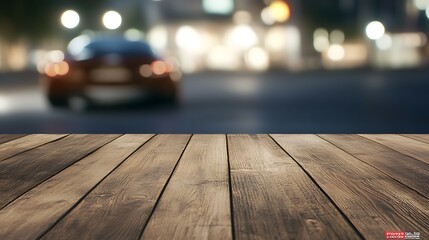 Aufkleber - A high-quality image of a rustic wooden table in sharp focus, showcasing its unique textures and details.