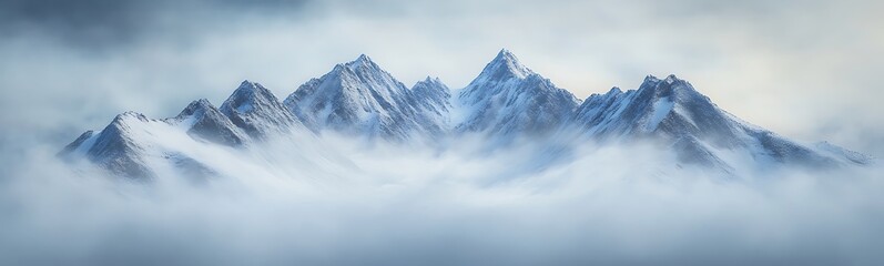 Poster - Stunning mountain landscape with towering peaks, showcasing rugged terrain and natural beauty.