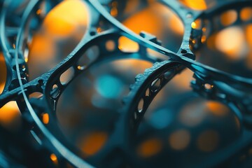Poster - Intricate Metal Gears Interlock, Rotating Precisely and Seamlessly, Abstract Machine Components in Motion, Detailed Close-up View.