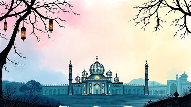 Eid mubarak islamic greetings background