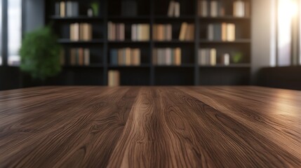 Poster - Premium walnut wood table featuring a textured finish, ideal for modern interior design projects.