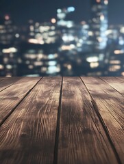 Aufkleber - Polished wooden table with a blurred background, perfect for interior design and home decor projects.