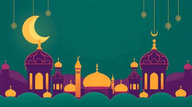 Islamic greeting card with ramadan kareem calligraphy and islamic ornament mosque vector design background