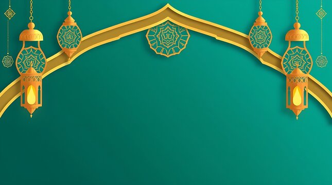 Islamic greeting card with ramadan kareem calligraphy and islamic ornament mosque vector design background