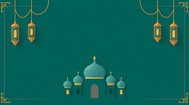 Islamic greeting card with ramadan kareem calligraphy and islamic ornament mosque vector design background