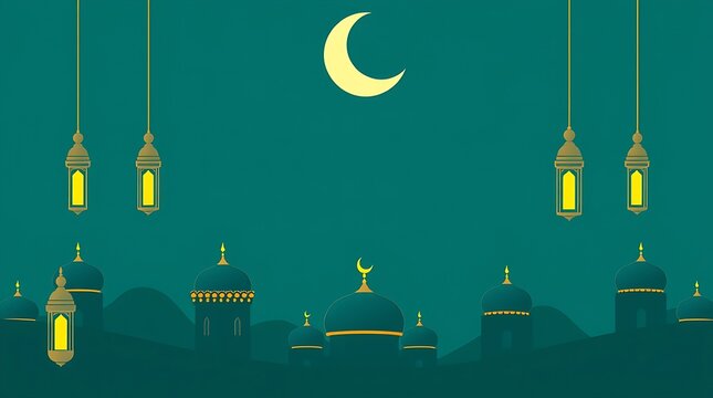 Islamic greeting card with ramadan kareem calligraphy and islamic ornament mosque vector design background