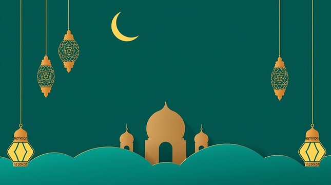 Islamic greeting card with ramadan kareem calligraphy and islamic ornament mosque vector design background
