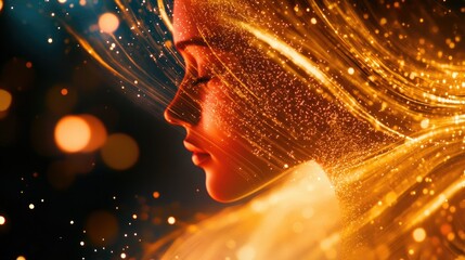 Poster - Digital mind with particles and light trails, symbolizing rapid AI-powered data processing.