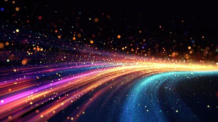 Poster - Digital mind with particles and light trails, symbolizing rapid AI-powered data processing.