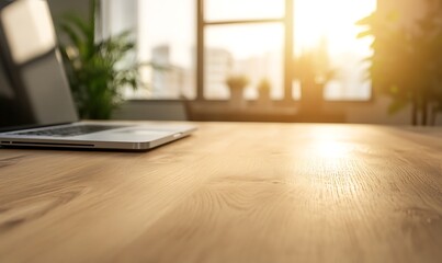 Poster - A minimalist wooden tabletop image featuring soft blurring for a tranquil aesthetic.