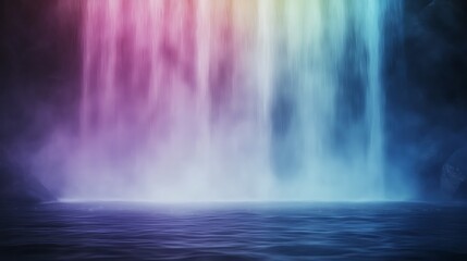 Poster - A stunning image of a cascading rainbow waterfall in a serene landscape setting.