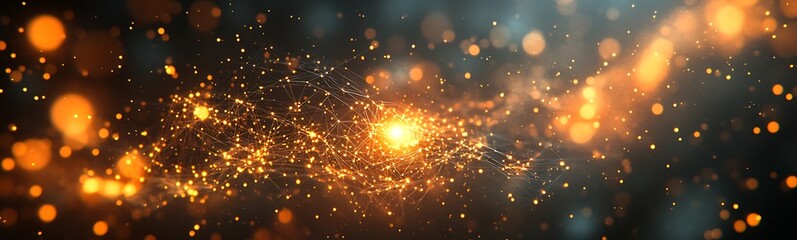 Poster - A vibrant image of a particle network featuring glowing nodes, perfect for digital art and technology themes.
