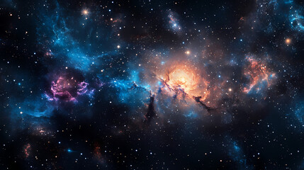 galactic universe view. galactic mosaic skies. illustration