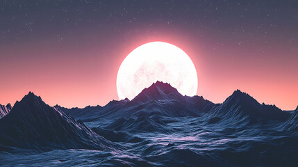 Wall Mural - mesmerizing moonlit mountain landscape silhouetted against the ethereal backdrop of a starry galacti