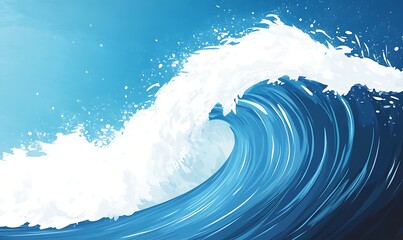 Poster - A massive wave crashes with explosive force, captured in a stunning image.