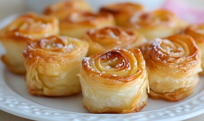 Wall Mural - Baked Apple Roses with phyllo dough, Generative AI