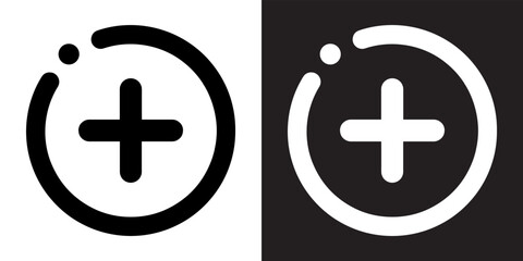 Poster - Add icon vector. Plus sign symbol in trendy flat style. Medical cross vector icon illustration isolated on white and black background