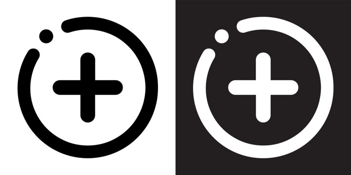 Add icon vector. Plus sign symbol in trendy flat style. Medical cross vector icon illustration isolated on white and black background