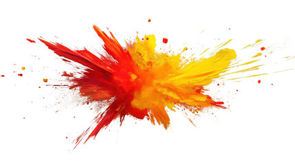Poster - Red and yellow paint exploding on transparent background