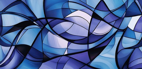 Poster - abstract wavy pattern in shades of blue with curved lines and smooth transitions for creative design