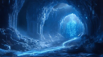 Poster - Futuristic digital background featuring intricate designs, ideal for technology and creative projects.