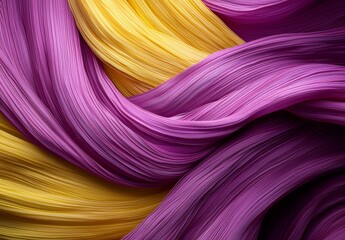 Poster - vibrant and colorful textured strands of pink and yellow flowing fabric for background design or art
