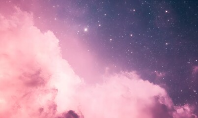 Wall Mural - a beautiful pink universe with lots of stars, generative ai