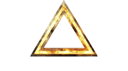 Poster - Glowing golden triangle frame with transparent background illuminating design concepts